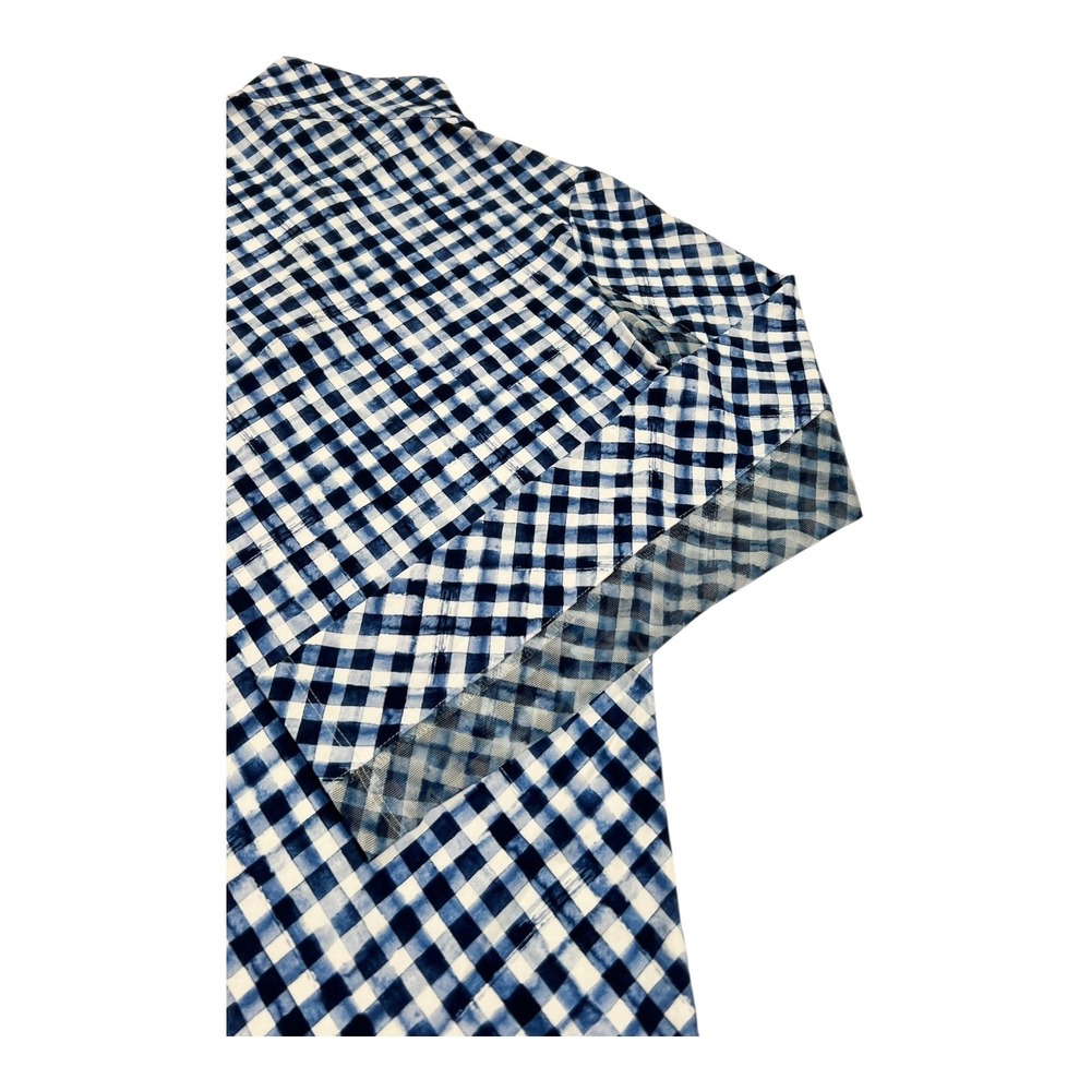 IBKUL Navy/White Gingham Mock‎ Zip Long Sleeve Top UPF 50 Small NWT - Picture 9 of 16